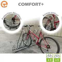 Râtelier Support vélos COMFORT+ avec arceaux antivol