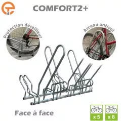 Râtelier Support vélos face à face COMFORT2+ avec arceaux antivol