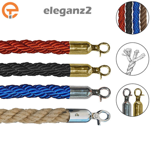 Corde poteau file d'attente torsadée Ø28mm x 2 mètres