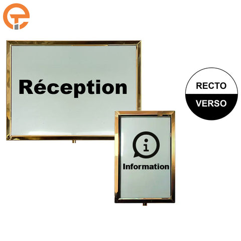 Panneau porte affiche A4 et A3 inox doré