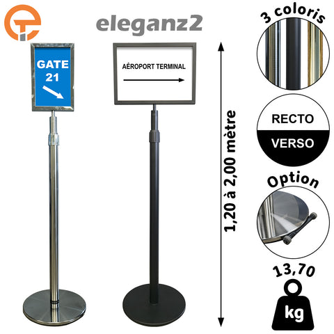 Poteau porte affiches télescopique Haut. 2m00