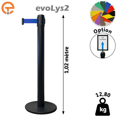 Poteau de guidage Noir à sangle 2, 3, 4 et 5 mètres evoLys2