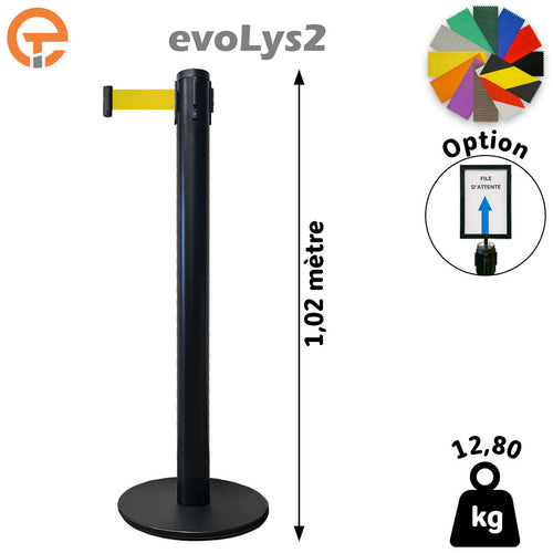Poteau de guidage Noir à sangle 2, 3, 4 et 5 mètres evoLys2