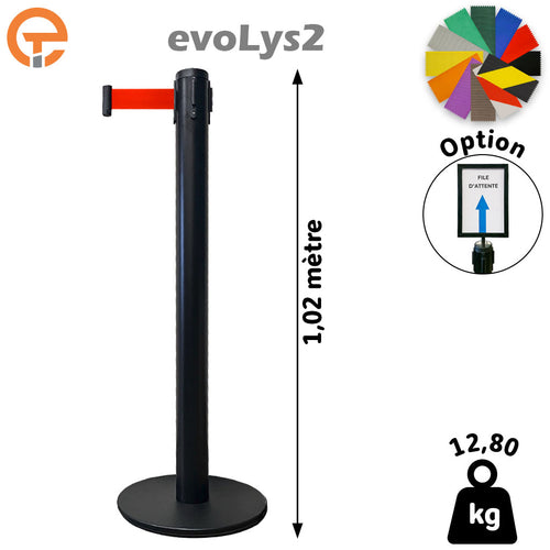 Poteau de guidage Noir à sangle 2, 3, 4 et 5 mètres evoLys2