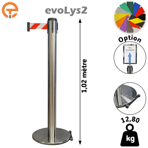Poteau de guidage Inox brossé à sangle 2, 3, 4 et 5 mètres evoLys2