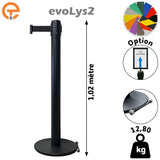 Poteau de guidage Noir à sangle 2, 3, 4 et 5 mètres evoLys2