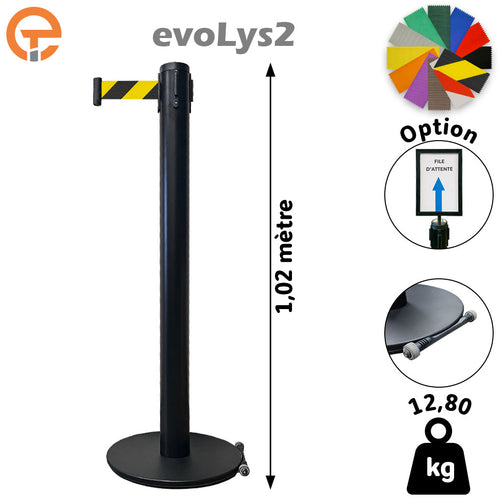 Poteau de guidage Noir à sangle 2, 3, 4 et 5 mètres evoLys2