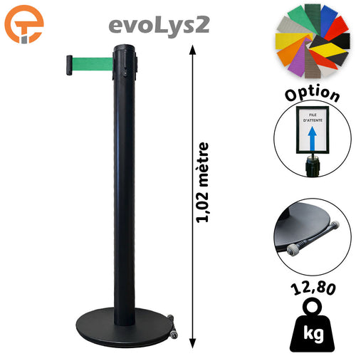 Poteau de guidage Noir à sangle 2, 3, 4 et 5 mètres evoLys2
