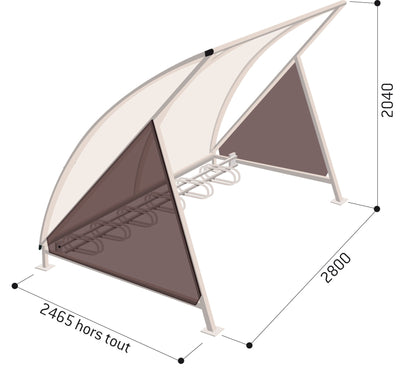 Abri Vélos Modulable "DEMI-LUNE" 6 places