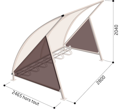 Abri Vélos Modulable "DEMI-LUNE" 6 places
