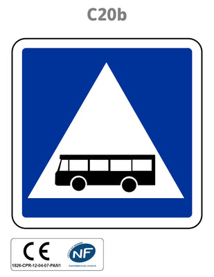 Panneau C20b Traversée de voie réservée aux transports en commun