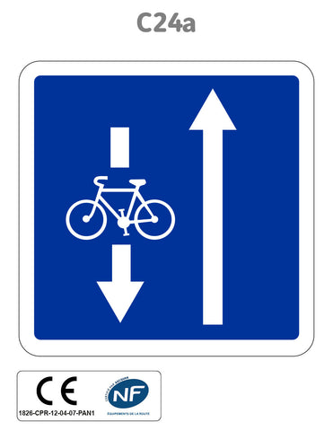 Panneau C24a.ex2 Affectation de voies