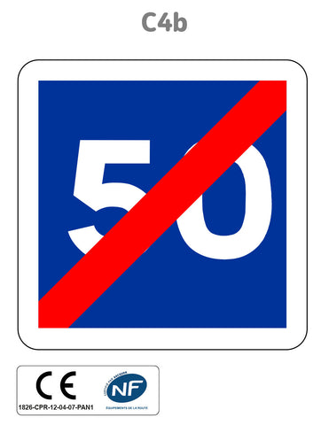 Panneau C4b Fin de vitesse conseillée