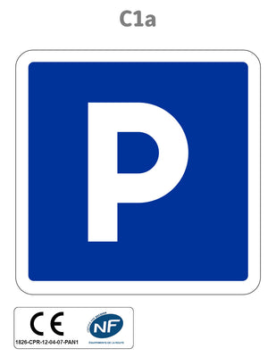 Panneau C1a Parking ou Lieu aménagé pour le stationnement gratuit