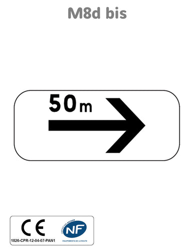Panonceau Section de Stationnement à Droite avec Distance M8d bis