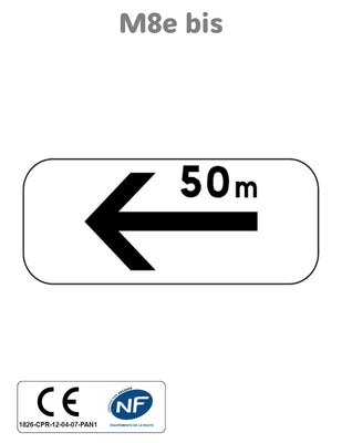 Panonceau Section de Stationnement à Gauche avec Distance M8e bis