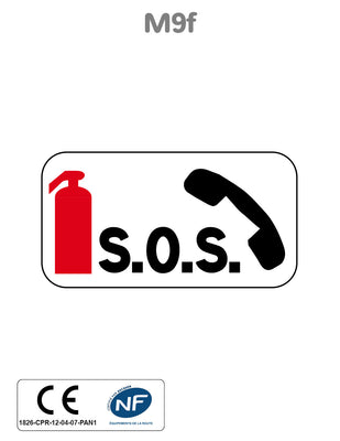 Panonceau Poste d'Appel SOS et Lutte Contre l'Incendie M9f
