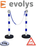KIT 2 Poteaux à chaînes EVOLYS Bleu Blanc - EQUIPEMENTECH
