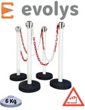 KIT 4 Poteaux à chaînes Rouge Blanc EVOLYS - EQUIPEMENTECH