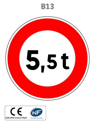 Panneau B13 Limitation de tonnage