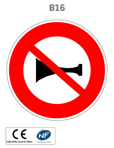 Panneau B16 Signaux sonores interdits