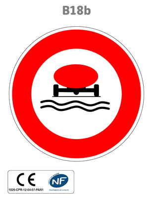 Panneau B18b Interdiction aux véhicules transportant des marchandises polluant les eaux