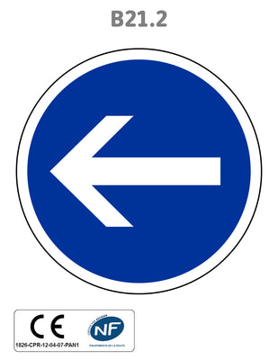 Panneau B21.2 Obligation de tourner à gauche
