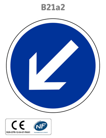Panneau B21a2 Contournement obligatoire par la gauche
