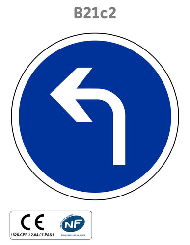 Panneau B21c2 Direction obligatoire à gauche