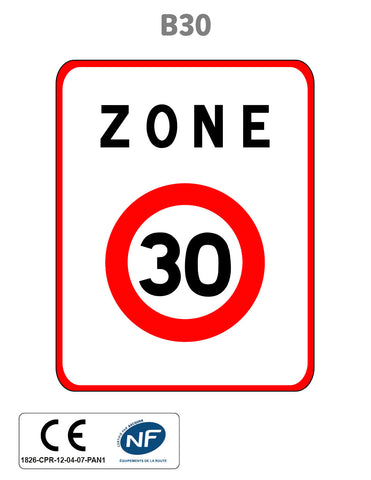 Panneau B30 Entrée dans une zone 30 km/h