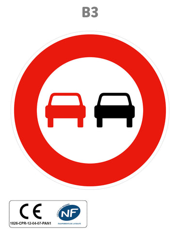 Panneau B3 Interdiction de dépasser