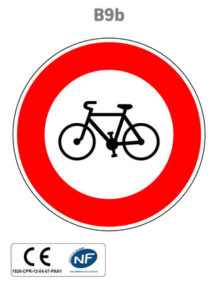 Panneau B9b Accès interdit aux cycles