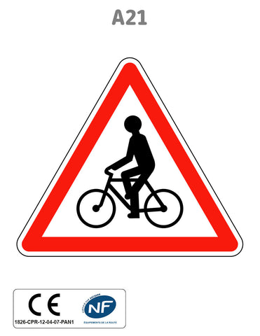Panneau A21 Débouché de cyclistes