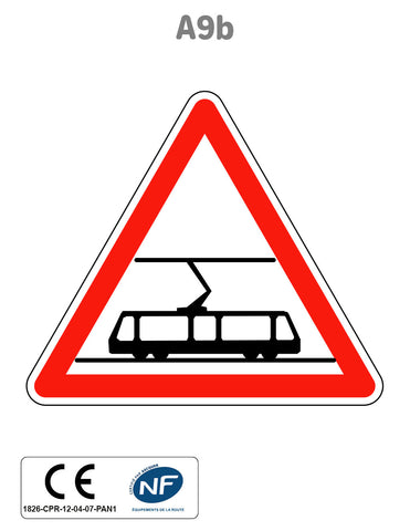 Panneau A9b Traversée de voies de tramway
