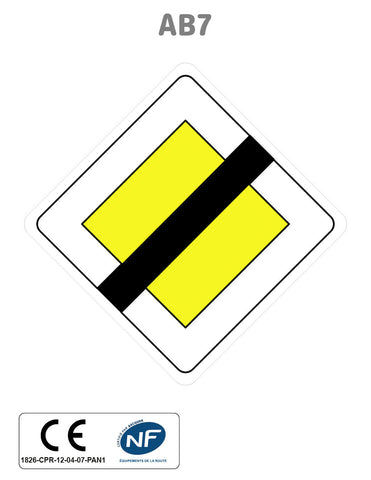 Panneau AB7 Fin de route prioritaire