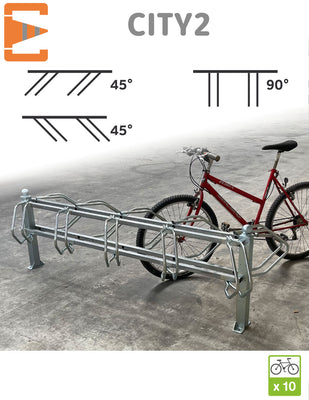 Racks Range Vélos Modulaires Face à Face CITY2 à 90° ou 45°