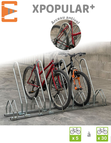 Support vélo en acier, arceau vélo, arceau sur platine, ratelier