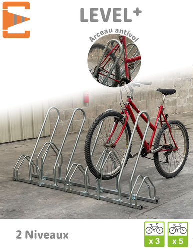 Râtelier 3 vélos, support pour 3 vélos, range vélo de sol en acier