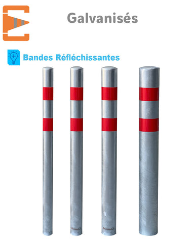 Poteaux à Sceller Galva bandes Rouges Ø 60, 76, 90 et 114 mm
